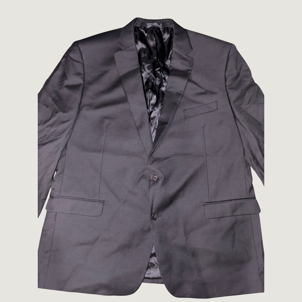 Lauren Ralph Lauren Mens Black Wool Blend 2-Button Blazer Jacket 48L Long - Picture 1 of 8